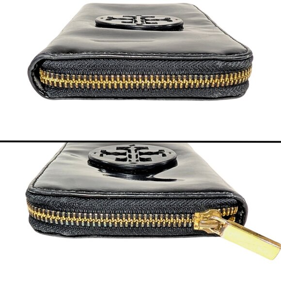 Tory Burch Black Patent Leather Large Zippy Continental Wallet w/Logo - Picture 4 of 10